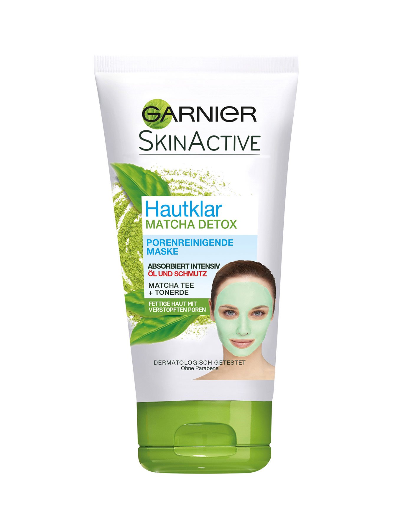 Porenreinigende-Maske-Hautklar-Matcha-Detox-100ml-Vorderseite-Garnier-Deutschland-gr